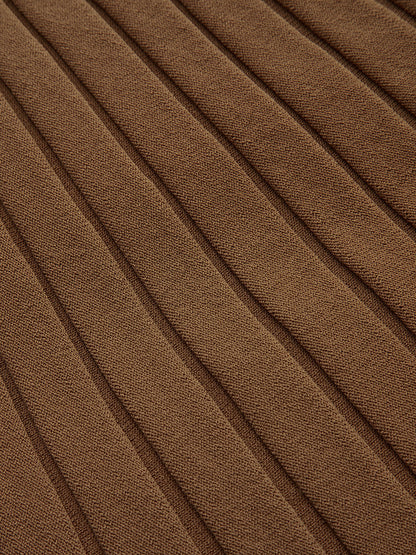 Kaburga Yan Yırtmaçlı Düğme Detaylı Midi Etek