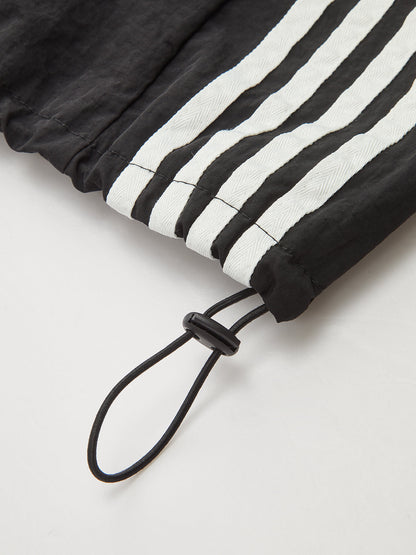 Kot Panelli Çizgili Bağcıklı Midi Etek