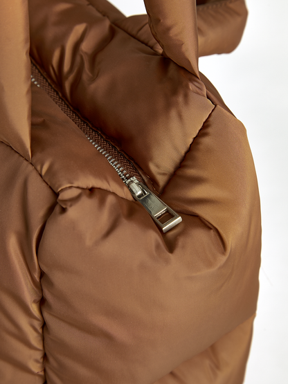 Puffer Fermuarlı Üst Tote Çanta