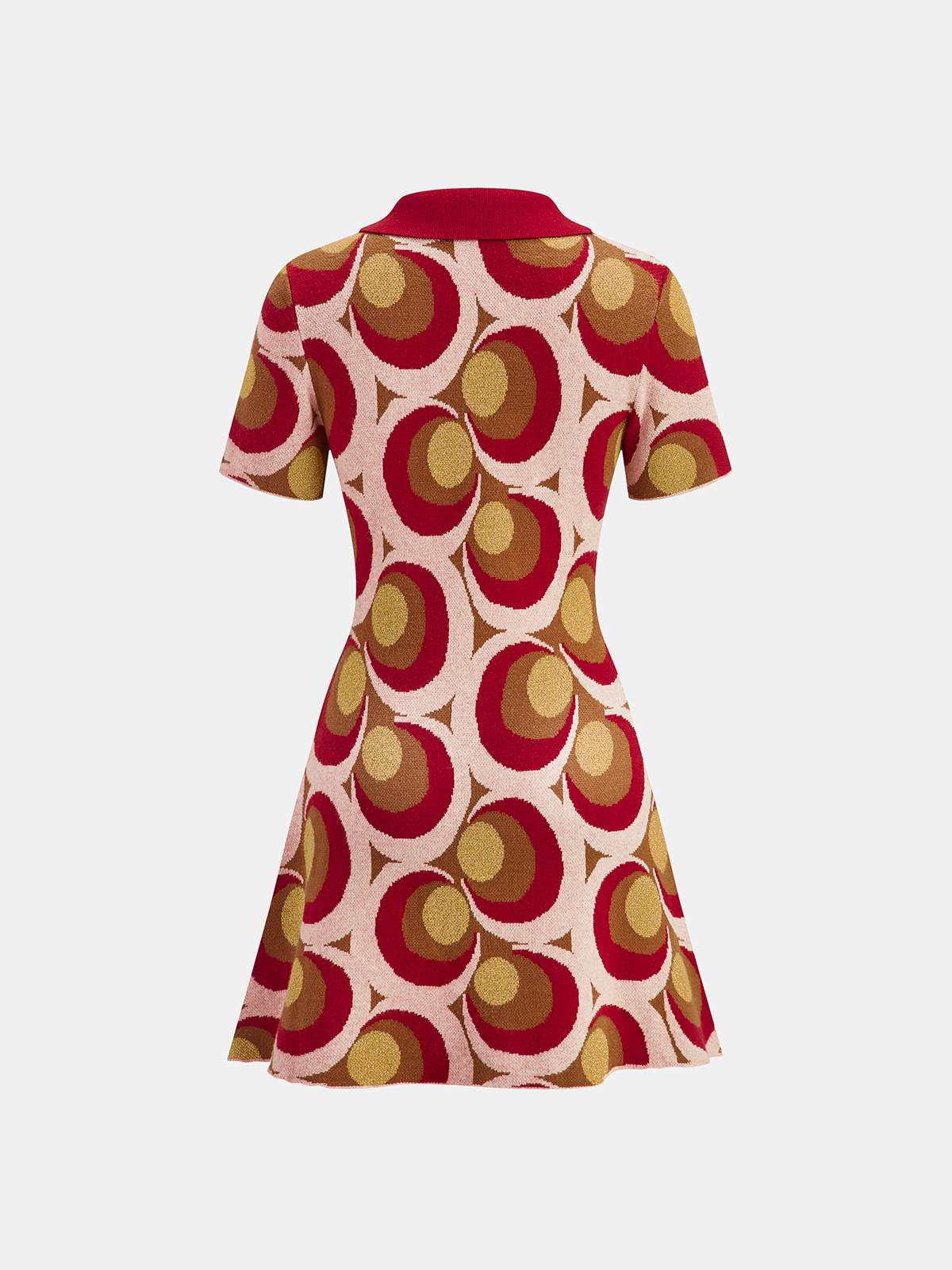 Vintage Baskılı Polo Yaka Kazak Elbise