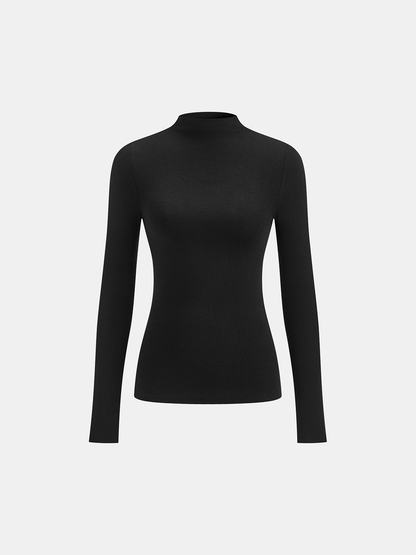 Slim Fit Dik Yaka Uzun Kollu Tişört