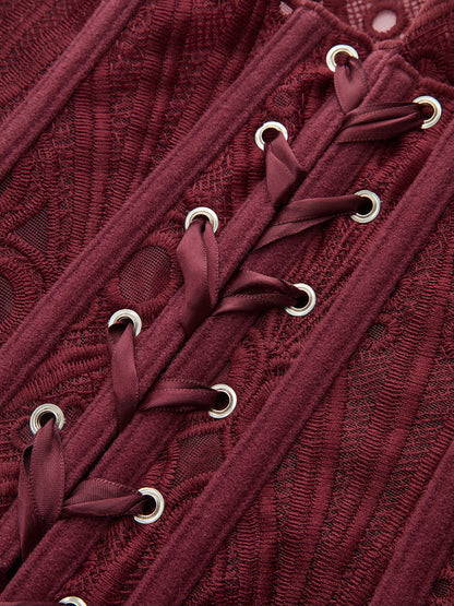 Dantel Kesimli Ayarlanabilir Sırt Bağlamalı Korse Üst