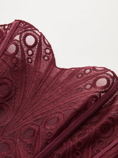 Dantel Kesimli Ayarlanabilir Sırt Bağlamalı Korse Üst