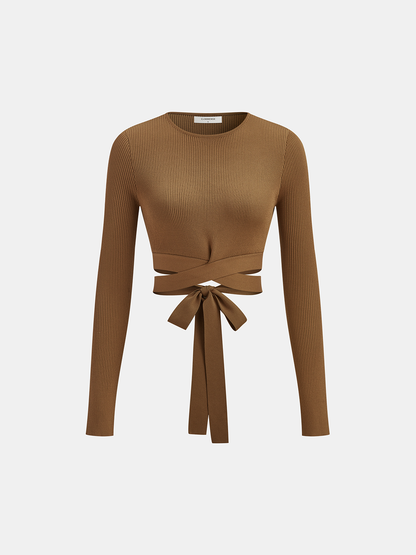 Kaburgalı Uzun Kollu Bağcıklı Üst