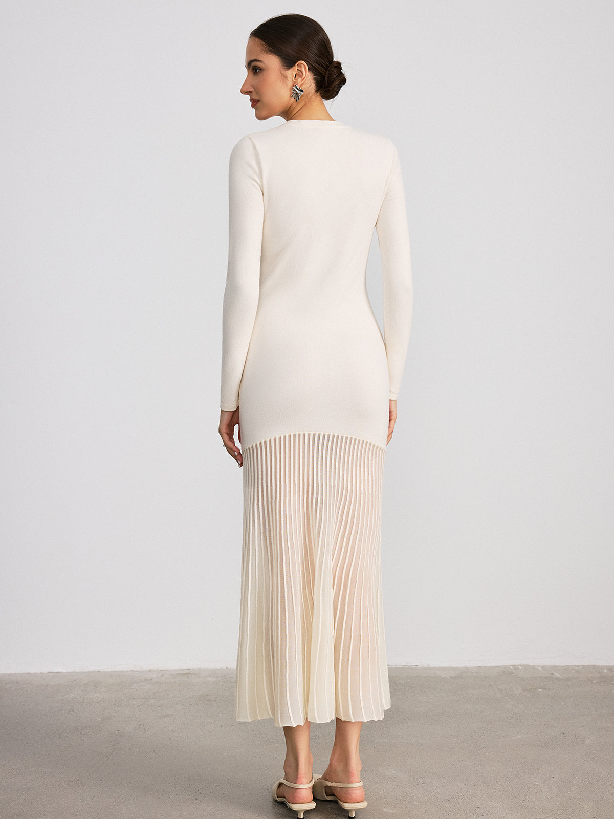 File Panel Etek Uzun Kollu Örme Uzun Elbise