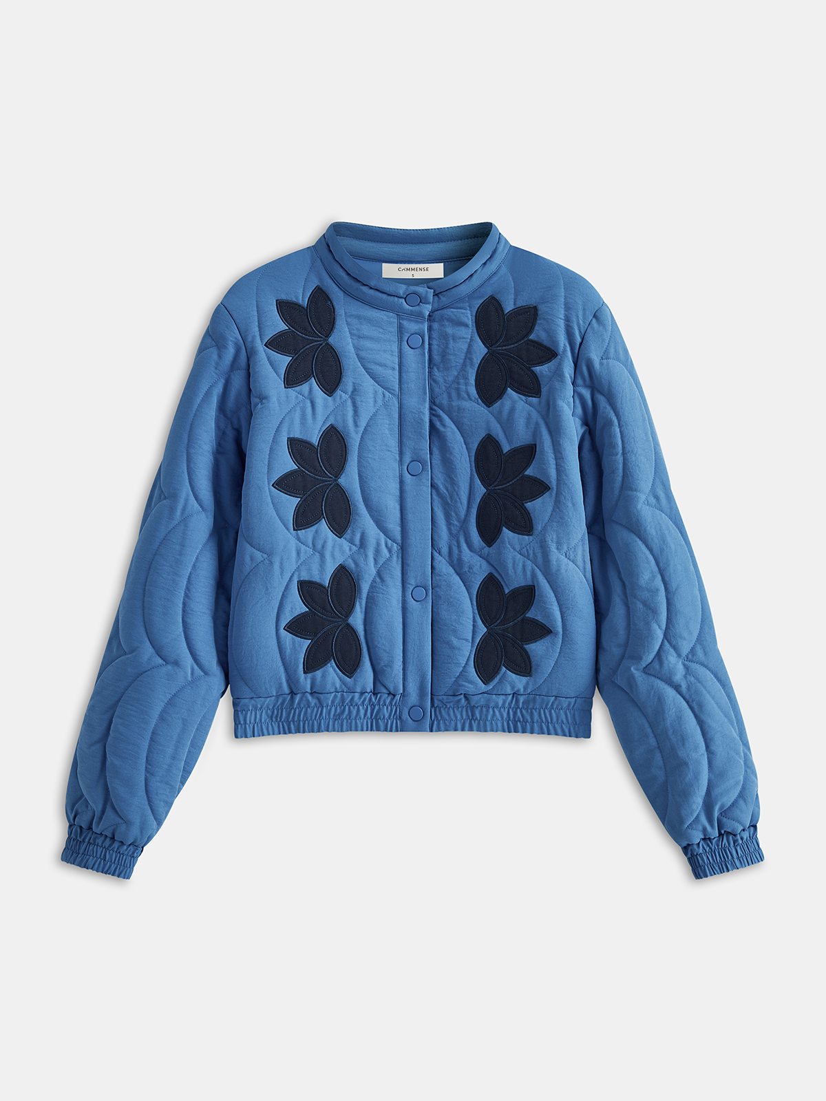 Kontrast Çiçekli Jakarlı Kapitone Kışlık Mont