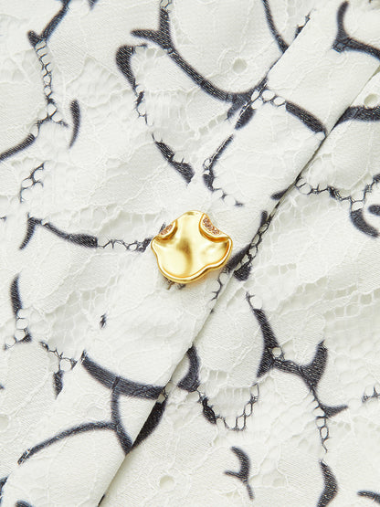 Çift Kemerli Balon Kollu Dantel Uzun Elbise