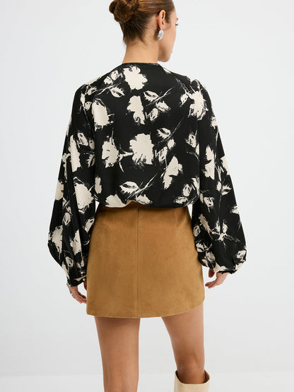 Fener Kollu Çiçek Desenli Gömlek