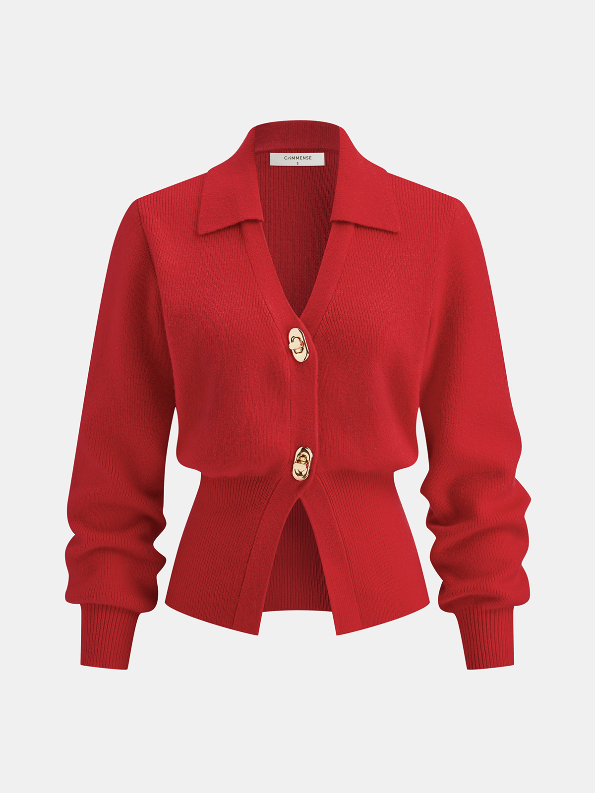 Kontrast Kenarlı Düğmeli Yün Karışımlı Hırka