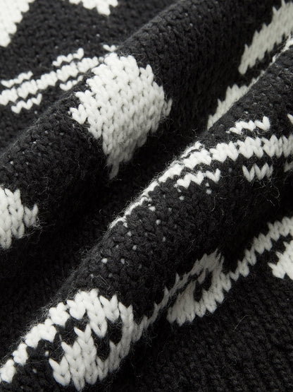 Fair Isle Fermuarlı Örgü Hırka