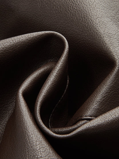 Dikiş Detaylı Suni Deri Kloş Mini Etek