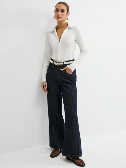 Dokulu Düğmeli Gömlek