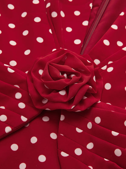 Polka Dot Rozet Üst ve Etek Takımı