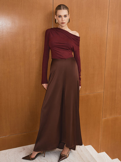 Asimetrik Drapeli Tek Omuzlu Tişört