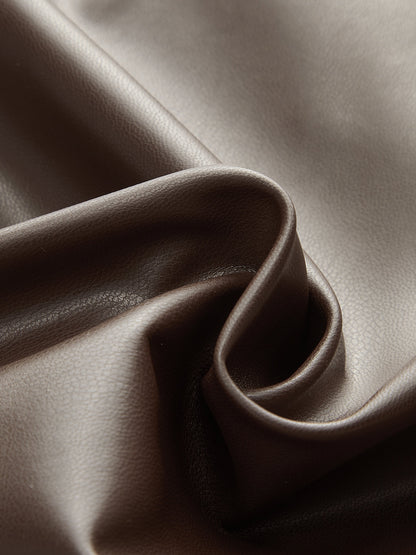 Dantelli Yırtmaçlı PU Deri Midi Etek