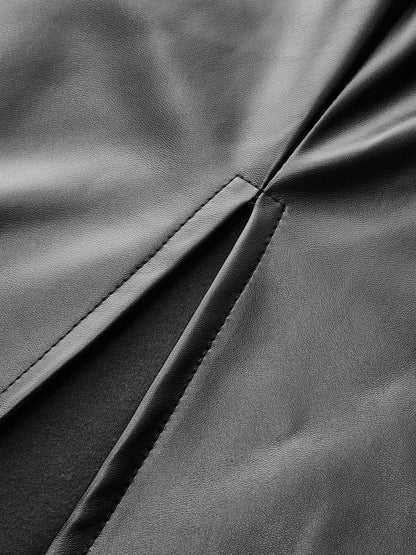 Düğüm Detaylı PU Deri Midi Etek