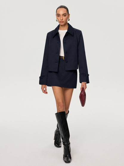 Yakalı Pamuk Karışımlı Ceket