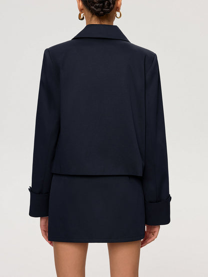 Yakalı Pamuk Karışımlı Ceket