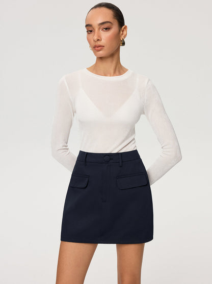 Kemersiz Pamuk Karışımlı Mini Etek