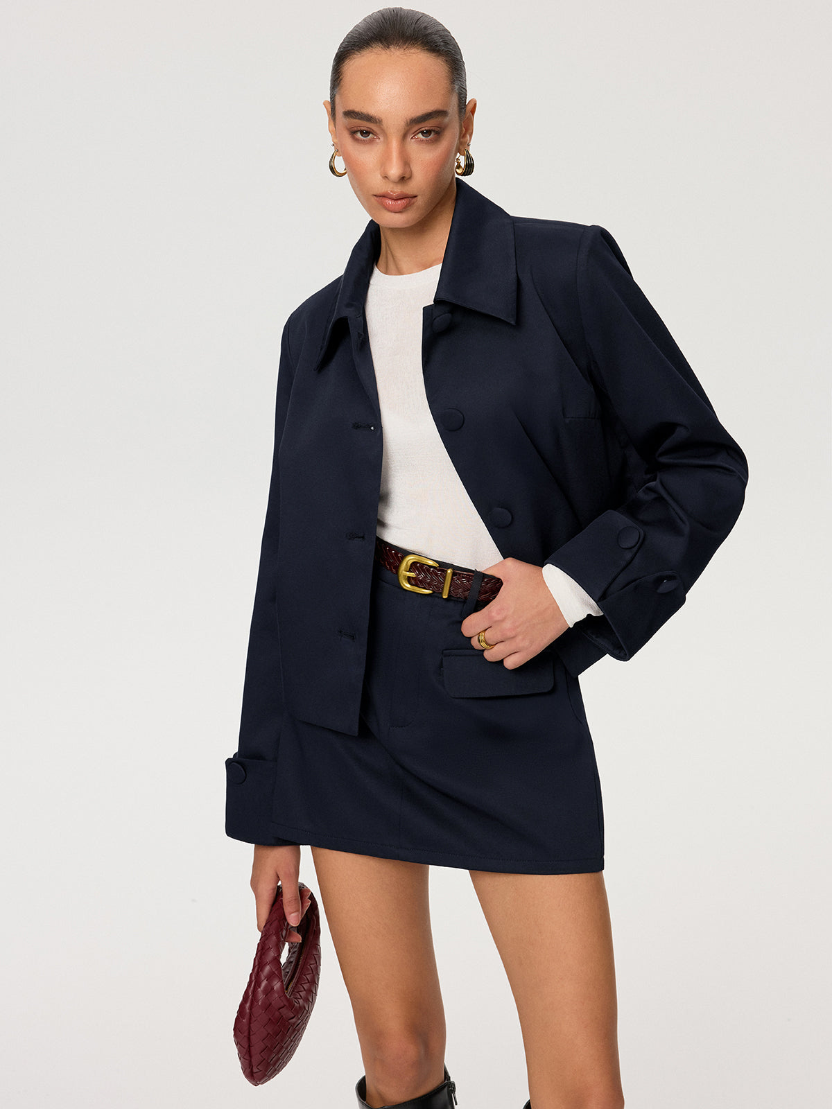 Kemersiz Pamuk Karışımlı Mini Etek