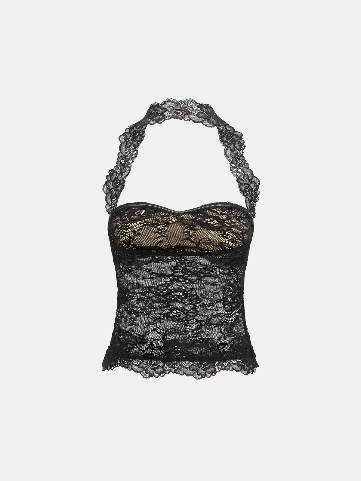 Dantel Askılı Yaka Üst