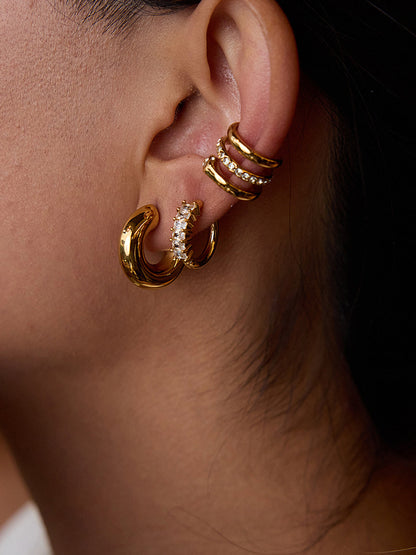 Kristal Detaylı Yılan Şeklinde Klipsli Küpeler