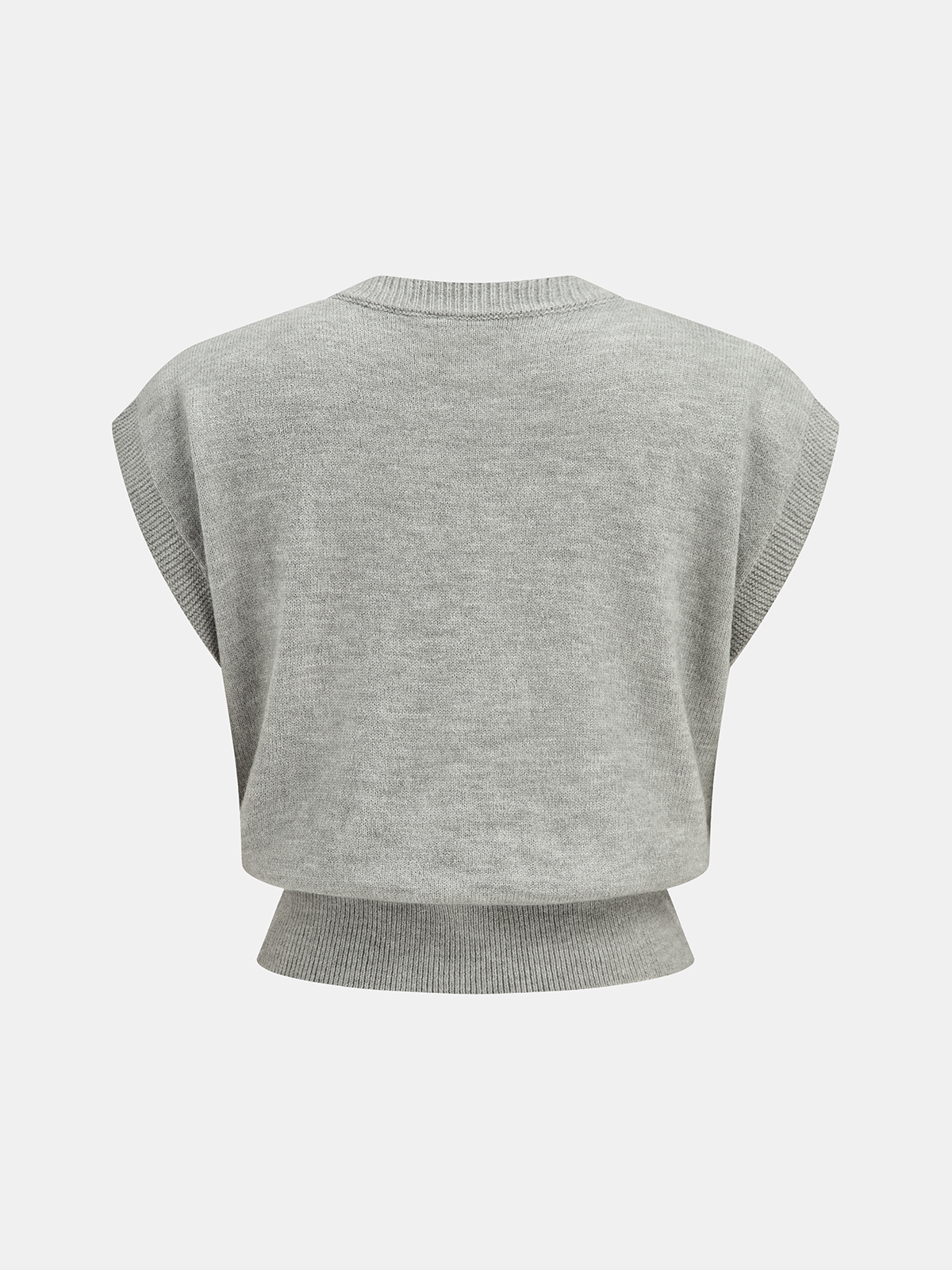 Çiçek Aplikeli Kısa Kollu Örgü Yelek