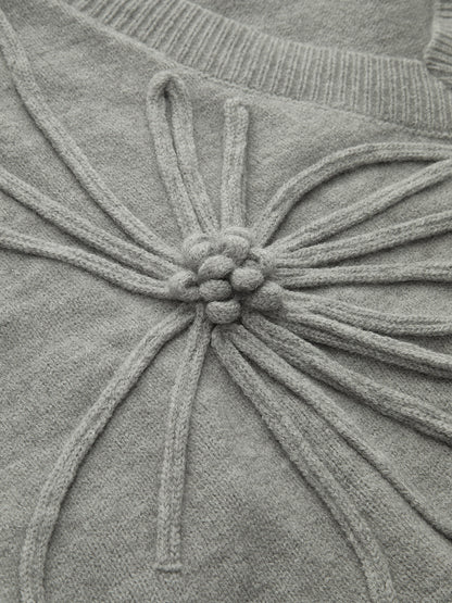 Çiçek Aplikeli Kısa Kollu Örgü Yelek