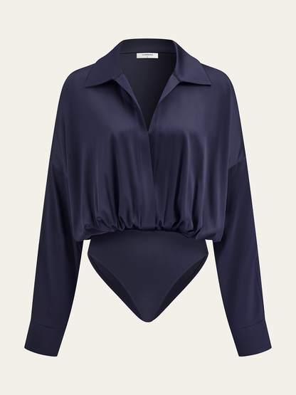 Saten Yaka Uzun Kollu Bodysuit