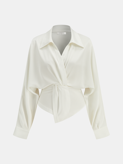 Yaka Bükülmüş Ön Uzun Kollu Gömlek