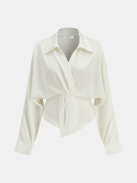 Yaka Bükülmüş Ön Uzun Kollu Gömlek