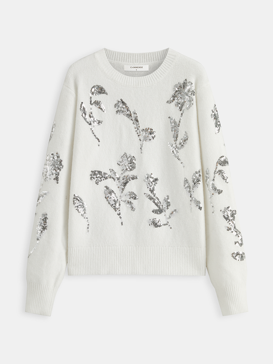 Pullu Çiçekli Büyük Boy Kazak