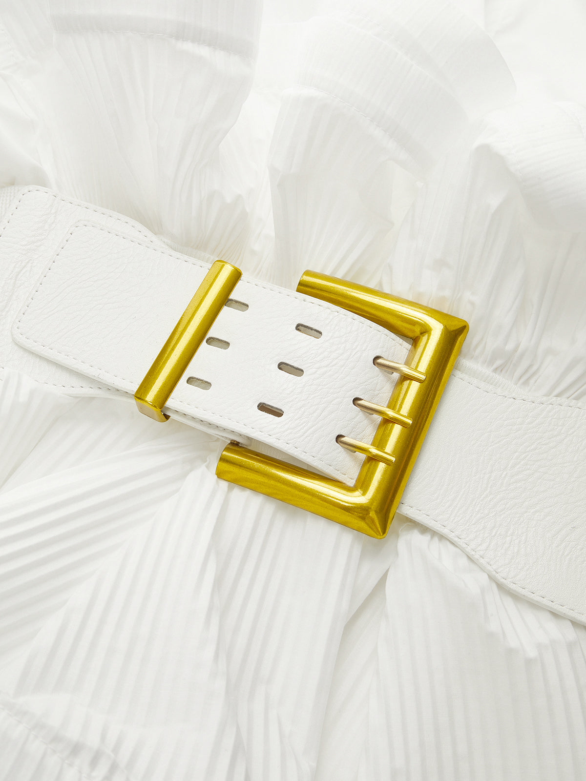 Dik Yaka Kemerli Fırfırlı Gömlek