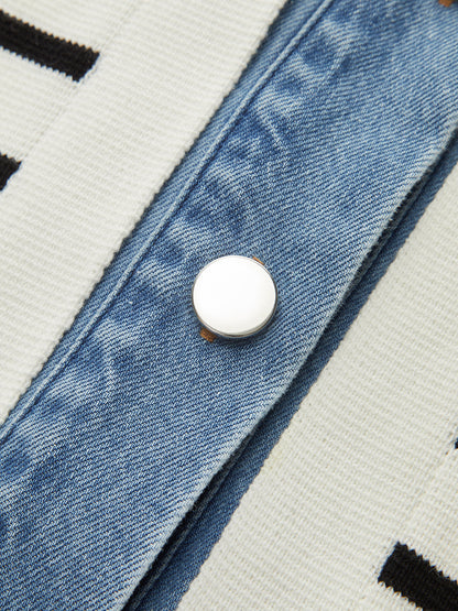 Kot Panel Çizgili Örme Gömlek