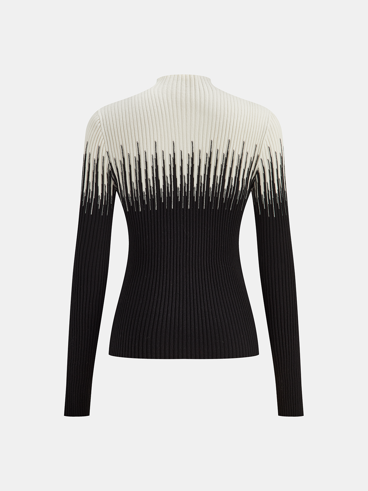 Geometrik Desenli Yüksek Yaka Kazak