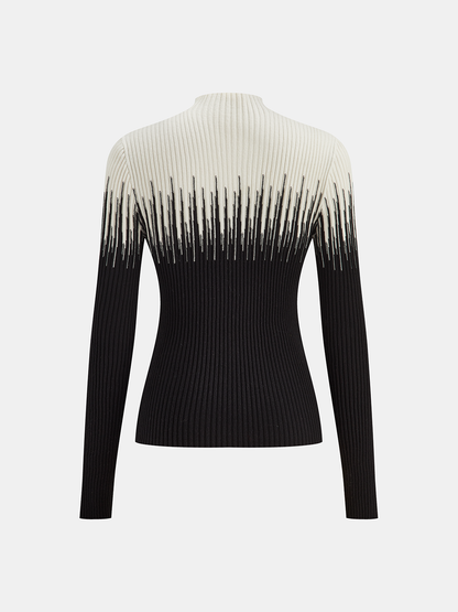 Geometrik Desenli Yüksek Yaka Kazak