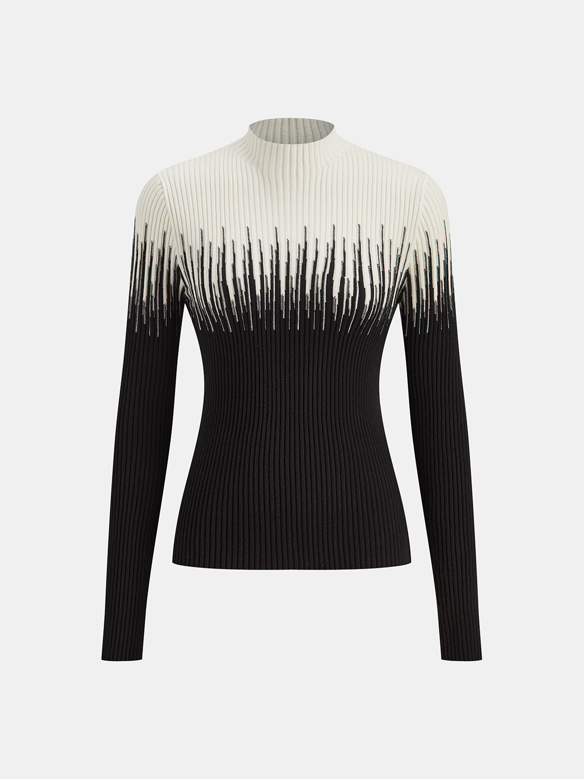 Geometrik Desenli Yüksek Yaka Kazak