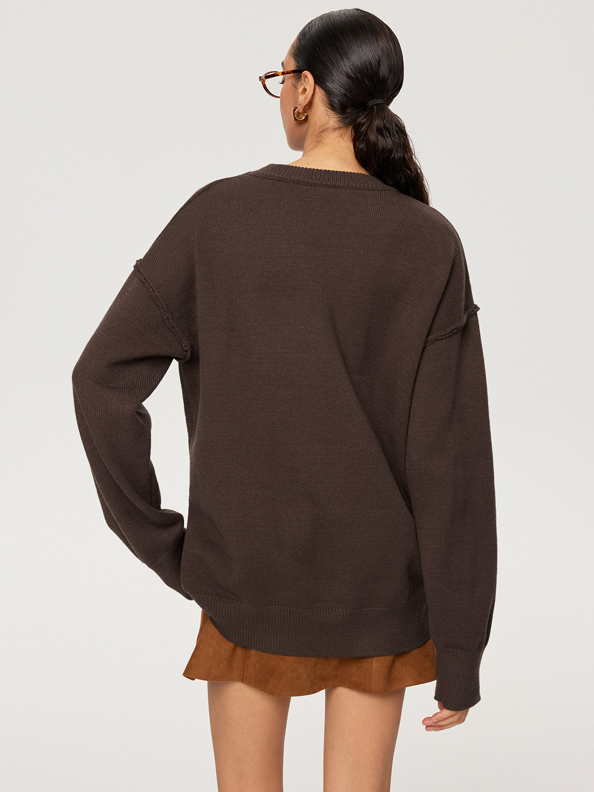 Yuvarlak Yaka Büyük Boy Örgü Kazak