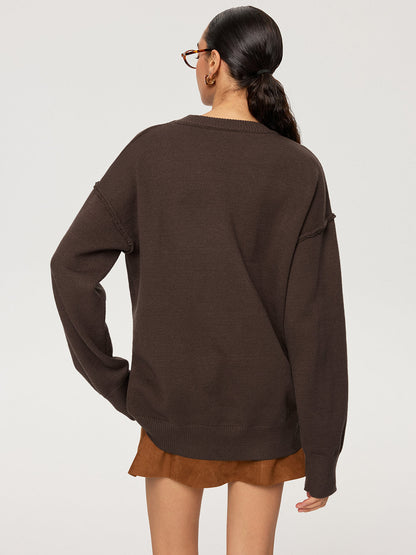 Yuvarlak Yaka Büyük Boy Örgü Kazak