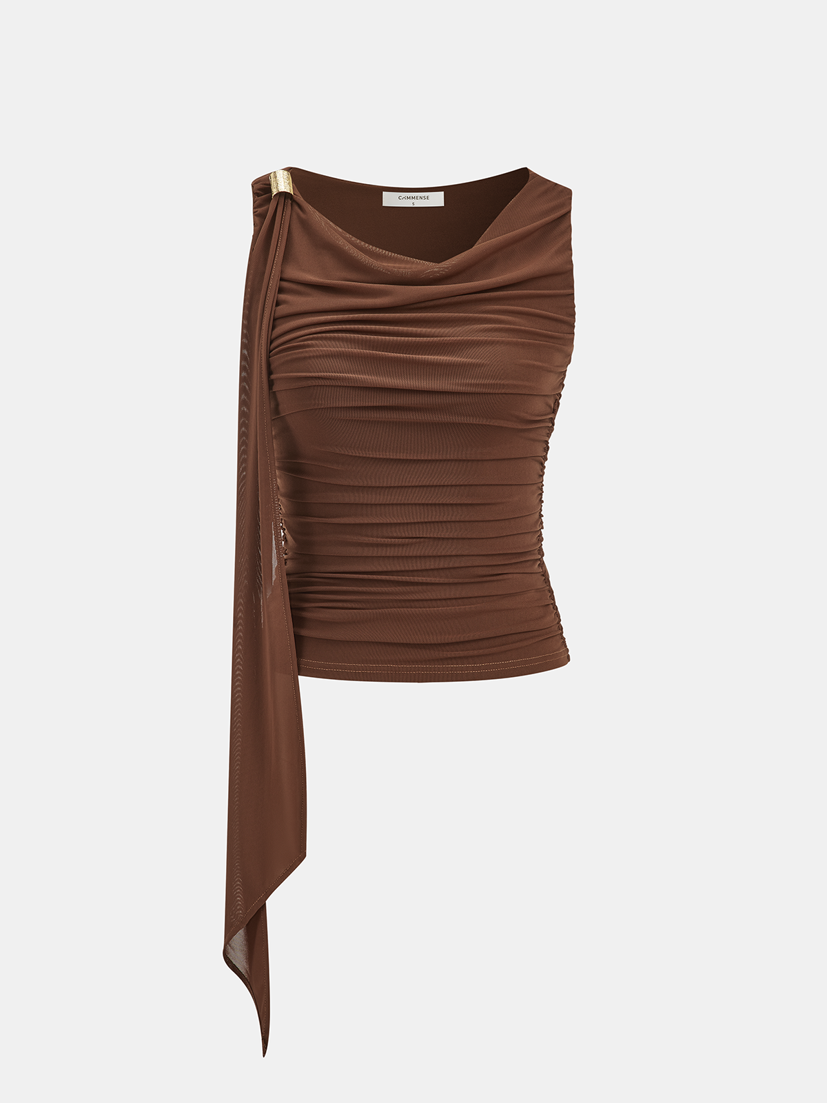 Metal Dekorlu Büzgülü Omuz Açık Üst