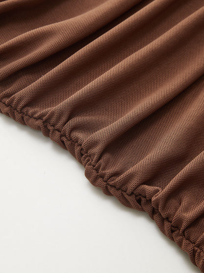 Metal Dekorlu Büzgülü Omuz Açık Üst