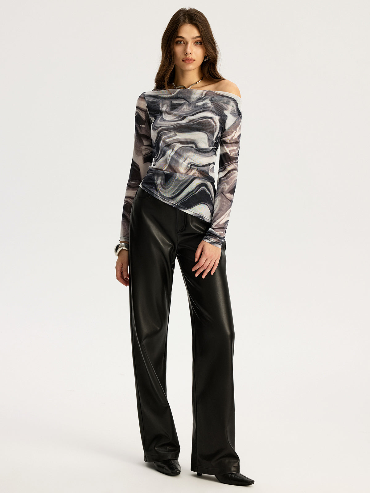 Fırtınalı File Omuz Açık Üst