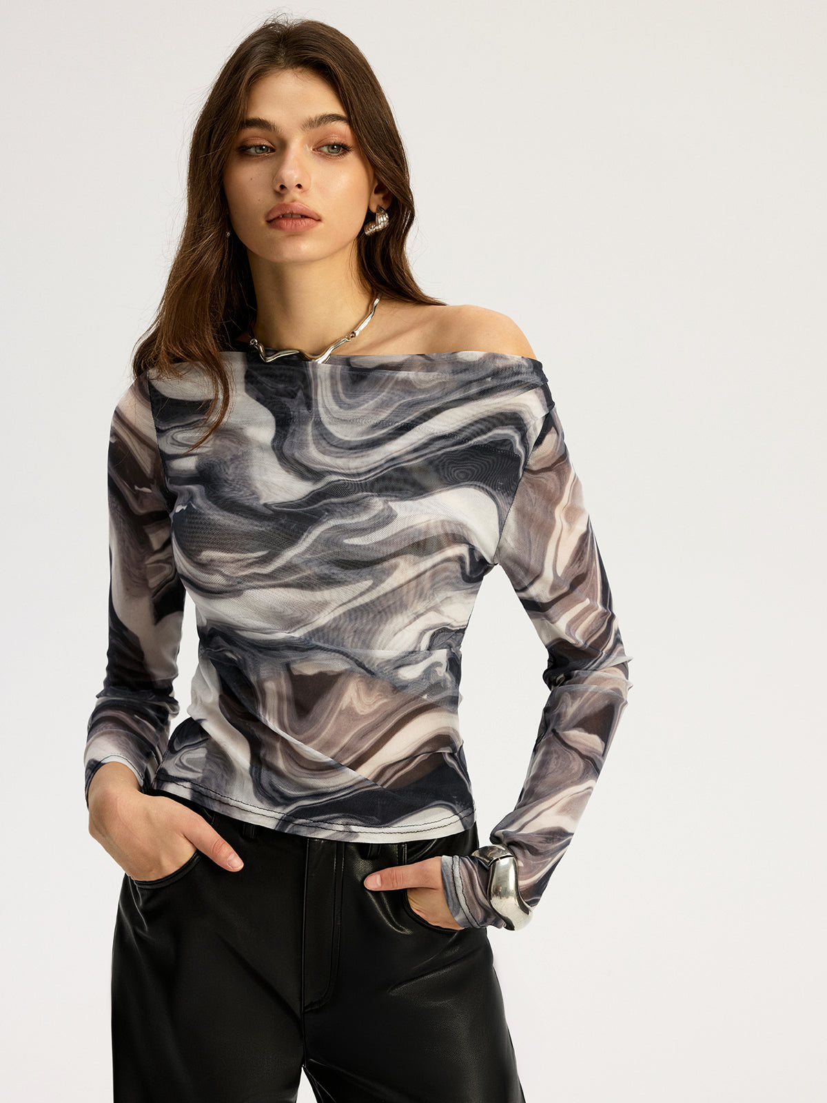 Fırtınalı File Omuz Açık Üst