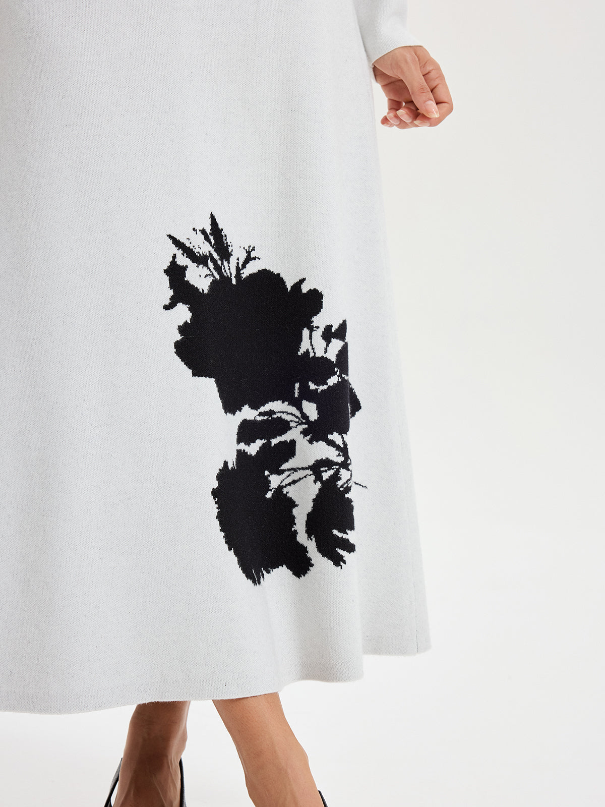 Mürekkep Yıkamalı Boyama Desenli Örme Uzun Etek