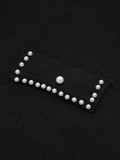 İnci İşlemeli Örgü Midi Elbise