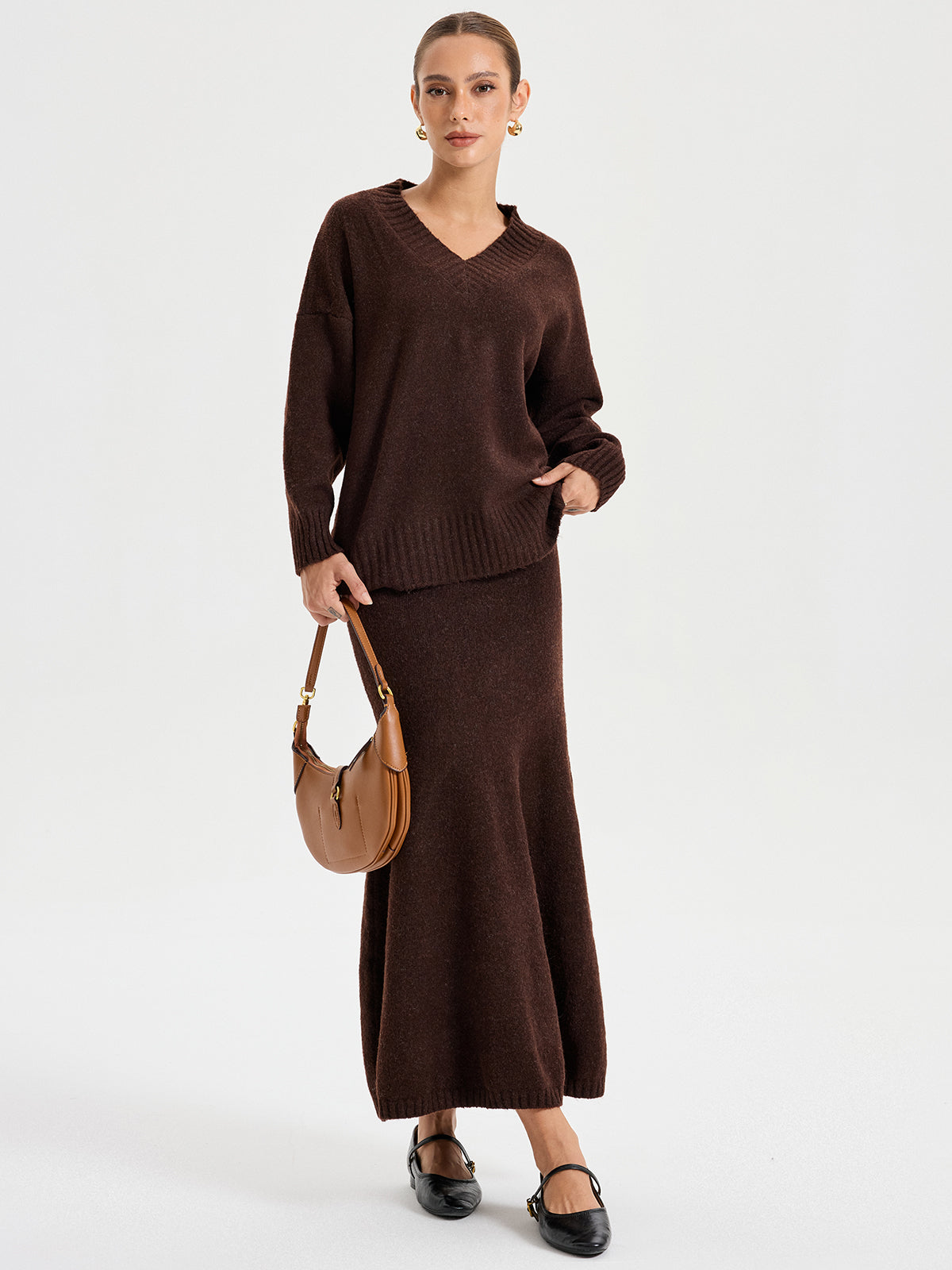 V Yakalı Örme Kazak Koordinatları