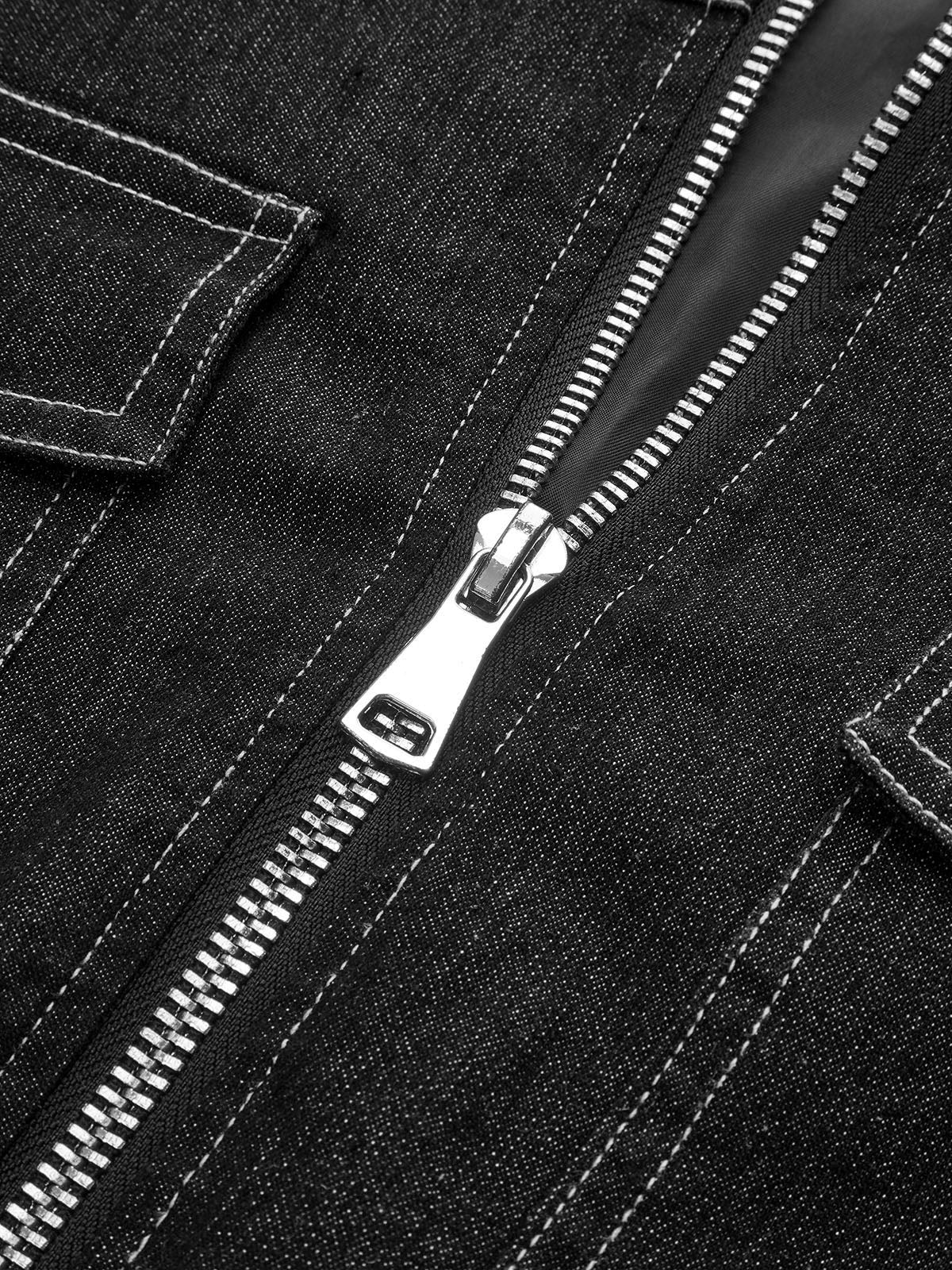 Büyük Boy Fermuarlı Kot Ceket