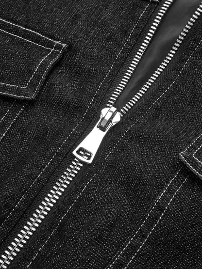 Büyük Boy Fermuarlı Kot Ceket