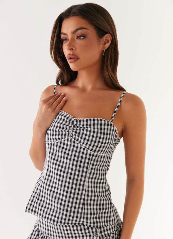 Bellamy Top - Siyah Gingham