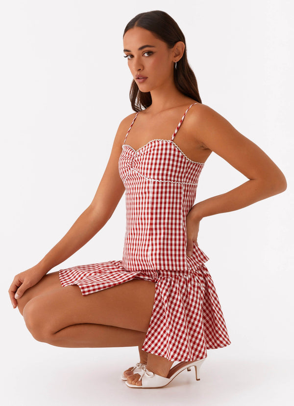 Bellamy Top - Kırmızı Gingham